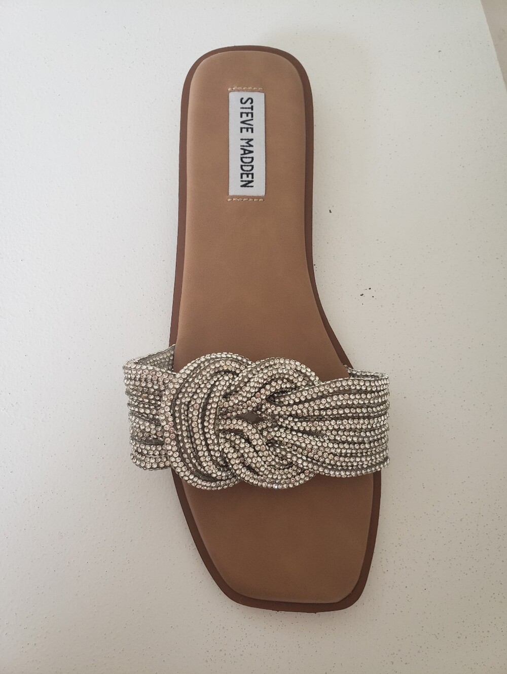 Steve Madden Adore Rhinestone Bling Knot Flat Slide Sandal Size 8